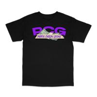 a black t - shirt with the word pcg on it
